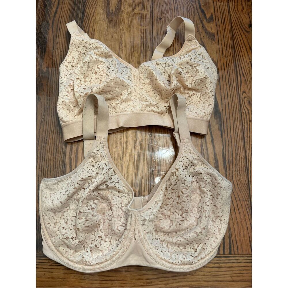 Lot of 2 Chantelle Beige Soft Floral Lace Norah Comfort Supportive Bra Size 34H